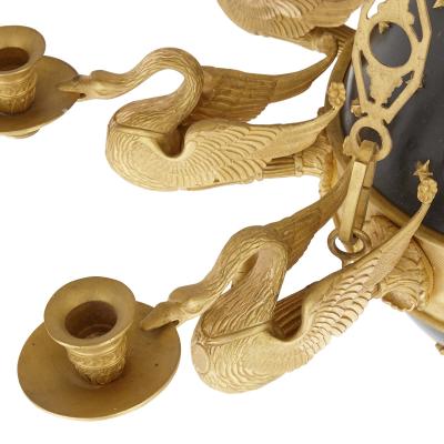 Pair of Neoclassical style gilt bronze chandeliers