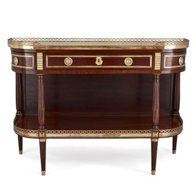 Pair of Neoclassical style gilt bronze mounted French consoles