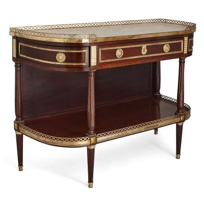 Pair of Neoclassical style gilt bronze mounted French consoles