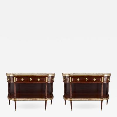 Pair of Neoclassical style gilt bronze mounted French consoles