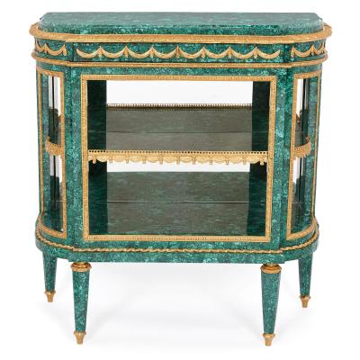 Pair of Neoclassical style malachite and gilt bronze commodes