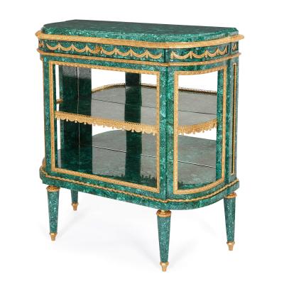 Pair of Neoclassical style malachite and gilt bronze commodes