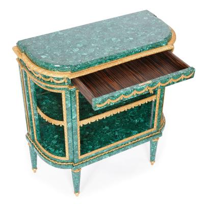 Pair of Neoclassical style malachite and gilt bronze commodes
