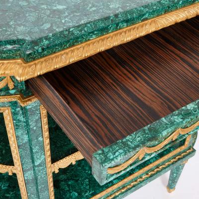 Pair of Neoclassical style malachite and gilt bronze commodes