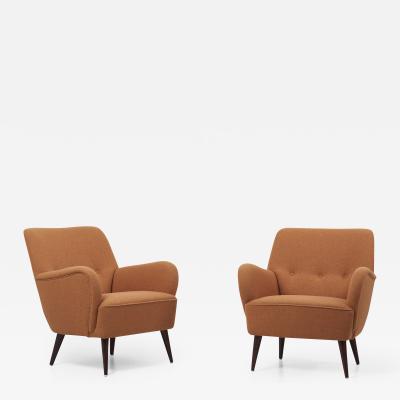 Pair of New Upholstered Lounge Chairs Germany 1950s