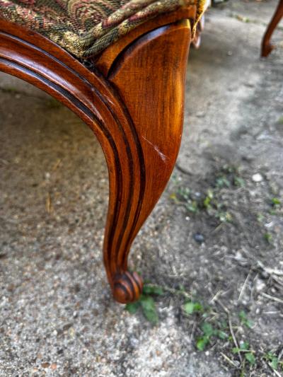 Pair of Nicely Upholstered Walnut French Provincial Style Bergeres