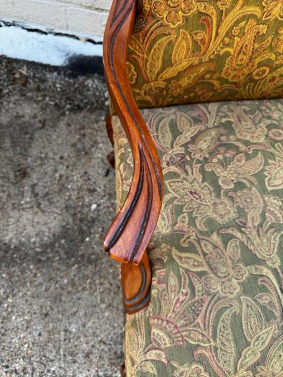 Pair of Nicely Upholstered Walnut French Provincial Style Bergeres