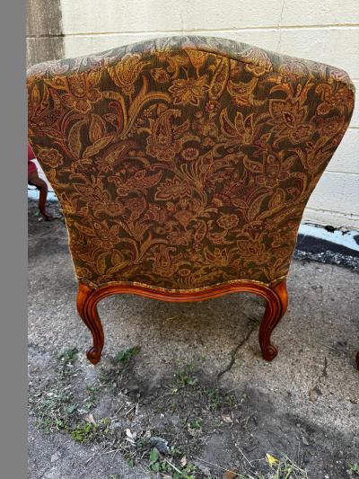 Pair of Nicely Upholstered Walnut French Provincial Style Bergeres