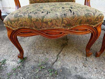 Pair of Nicely Upholstered Walnut French Provincial Style Bergeres