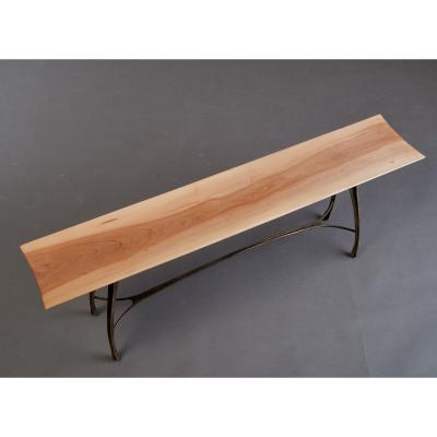 Pair of Nicolas Cesbron Bronze Benches with Cormier Wood Seats