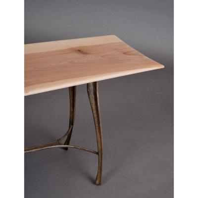 Pair of Nicolas Cesbron Bronze Benches with Cormier Wood Seats