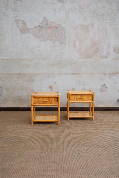 Pair of Nightstands in Pressed Bamboo 1970s