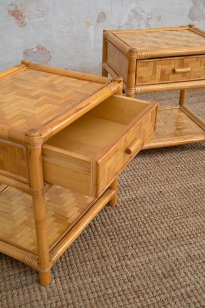 Pair of Nightstands in Pressed Bamboo 1970s