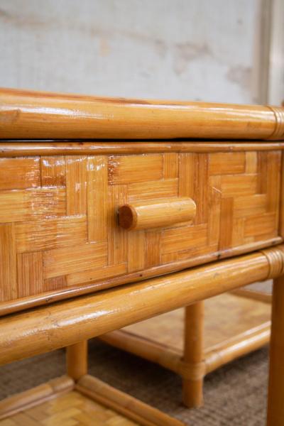 Pair of Nightstands in Pressed Bamboo 1970s