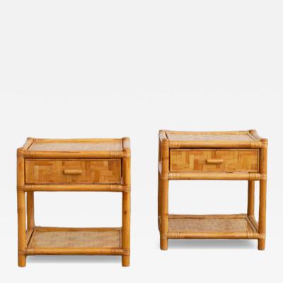 Pair of Nightstands in Pressed Bamboo 1970s