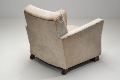 Pair of Norwegian Armchairs in Cowhide Norway ca 1930s