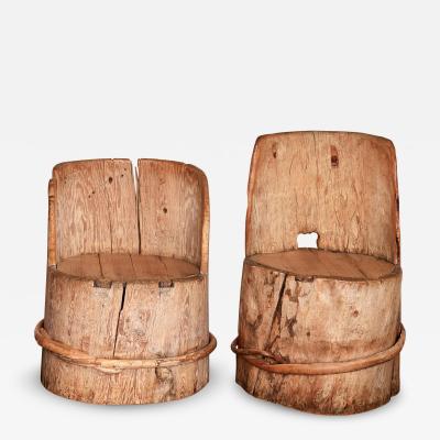 Pair of Norwegian Stump Chairs