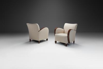 Pair of Oak Art Deco Armchairs Europe ca 1930s