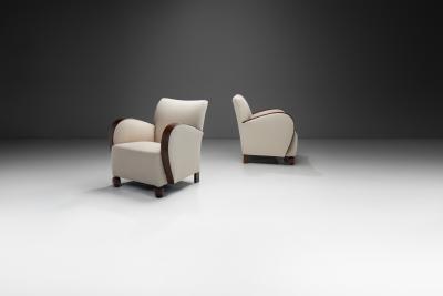 Pair of Oak Art Deco Armchairs Europe ca 1930s