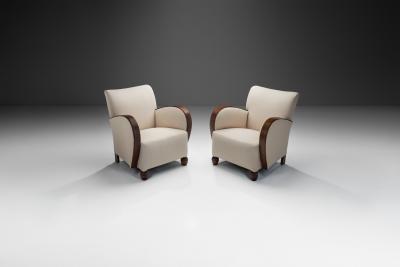 Pair of Oak Art Deco Armchairs Europe ca 1930s