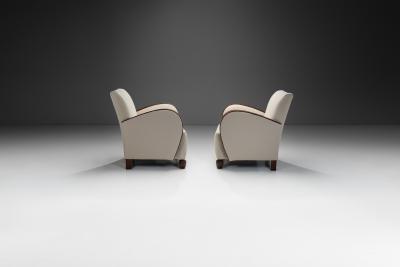 Pair of Oak Art Deco Armchairs Europe ca 1930s