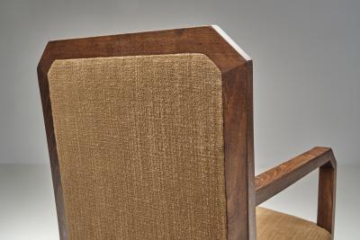 Pair of Oak Art Deco Upholstered Armchairs Europe First half of the 20th C