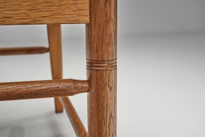 Pair of Oak Side Chairs with Rush Seats Europe 1960s