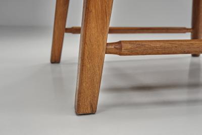 Pair of Oak Side Chairs with Rush Seats Europe 1960s