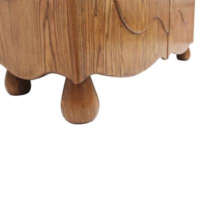 Pair of Oak Wood Sideboards with Travertine Top Italian Contemporary Design