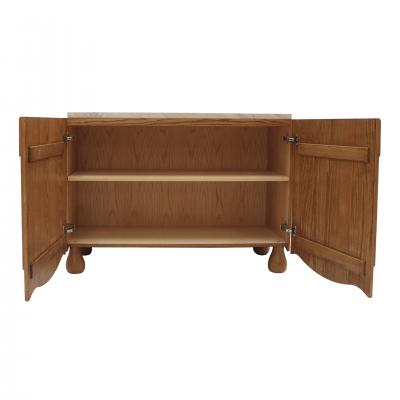 Pair of Oak Wood Sideboards with Travertine Top Italian Contemporary Design
