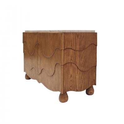 Pair of Oak Wood Sideboards with Travertine Top Italian Contemporary Design