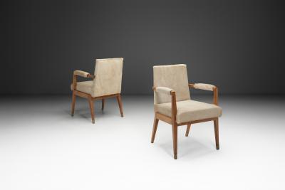 Pair of Oak and Ponyskin Side Chairs France ca 1930s