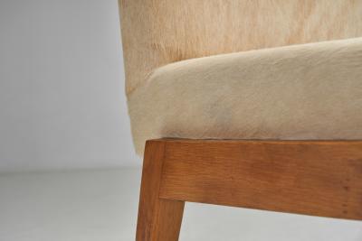Pair of Oak and Ponyskin Side Chairs France ca 1930s