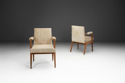Pair of Oak and Ponyskin Side Chairs France ca 1930s