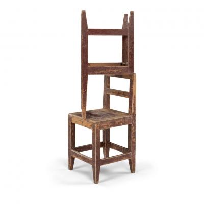 Pair of Ocher and Oxblood Red Painted Vernacular Swedish Chairs