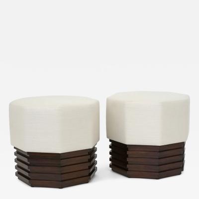 Pair of Octagonal Upholstered Stools