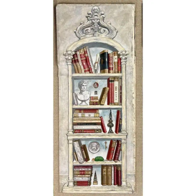 Pair of Oil on Canvas Standing Wall Decoration Gustavian Italian Style