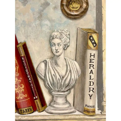 Pair of Oil on Canvas Standing Wall Decoration Gustavian Italian Style