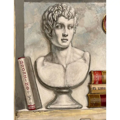 Pair of Oil on Canvas Standing Wall Decoration Gustavian Italian Style
