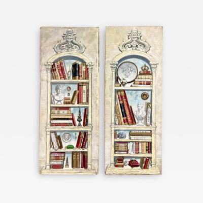 Pair of Oil on Canvas Standing Wall Decoration Gustavian Italian Style