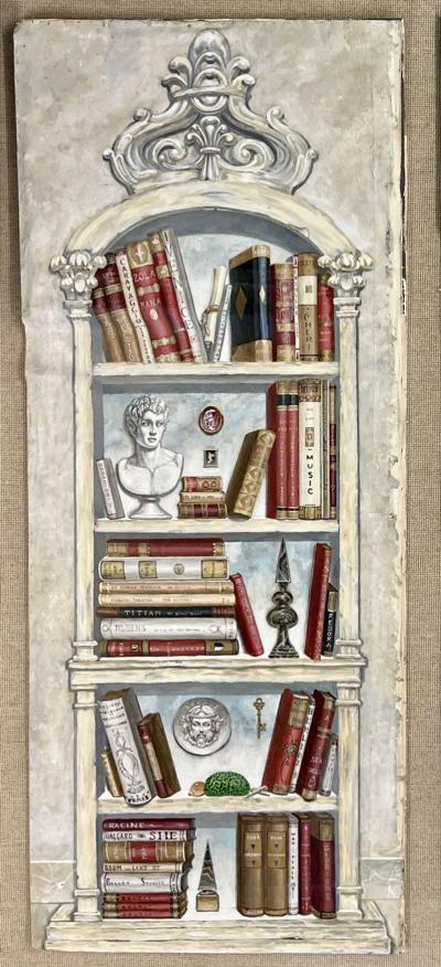 Pair of Oil on Canvas Standing Wall Decoration Gustavian Italian Style