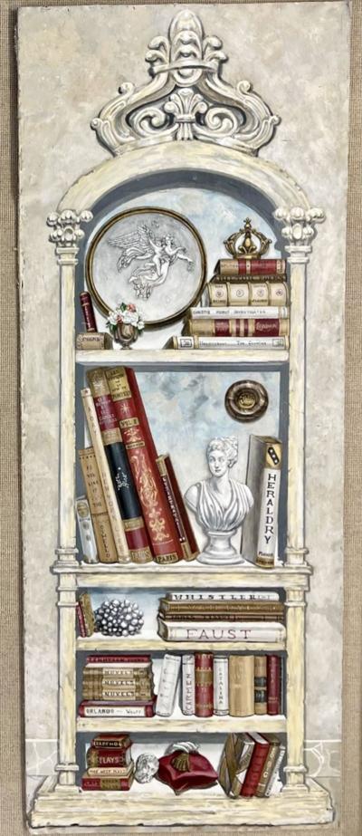 Pair of Oil on Canvas Standing Wall Decoration Gustavian Italian Style