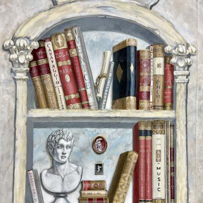 Pair of Oil on Canvas Standing Wall Decoration Gustavian Italian Style