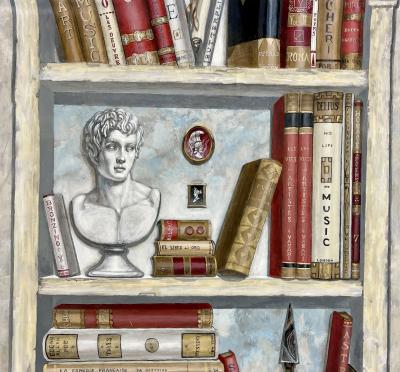 Pair of Oil on Canvas Standing Wall Decoration Gustavian Italian Style