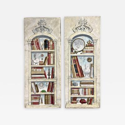 Pair of Oil on Canvas Standing Wall Decoration Gustavian Italian Style