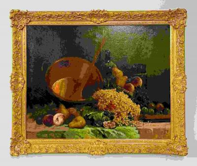 Pair of Oil on Canvas signed Tony Torta Stilllife Fruit Italian