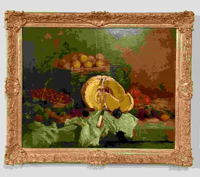 Pair of Oil on Canvas signed Tony Torta Stilllife Fruit Italian