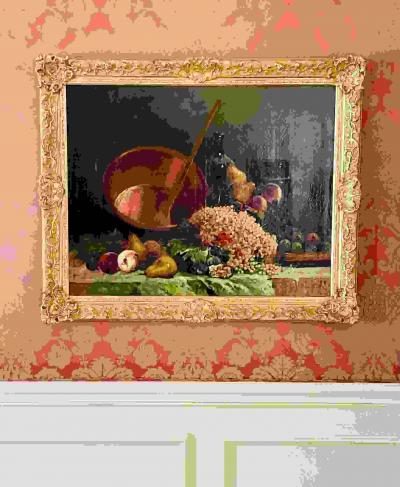 Pair of Oil on Canvas signed Tony Torta Stilllife Fruit Italian