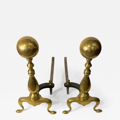 Pair of Old Century Brass Andirons