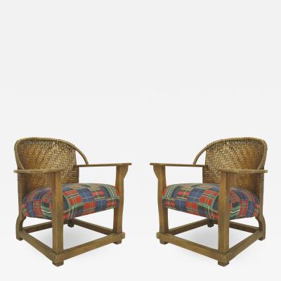 Pair of Old Hickory Plaid Arm Chairs